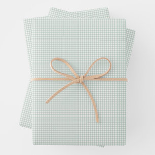 Cute green gingham simple classic checks wrapping paper sheets