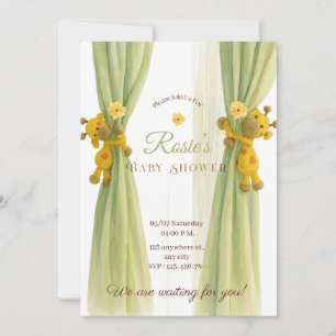Cute green Giraffe baby shower Invitation