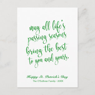 Cute Green Glitter Irish Toast St. Patrick's Day Postcard