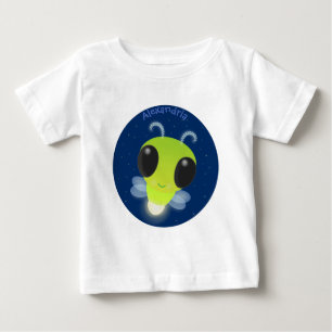 Cute green glow bug firefly cartoon illustration baby T-Shirt