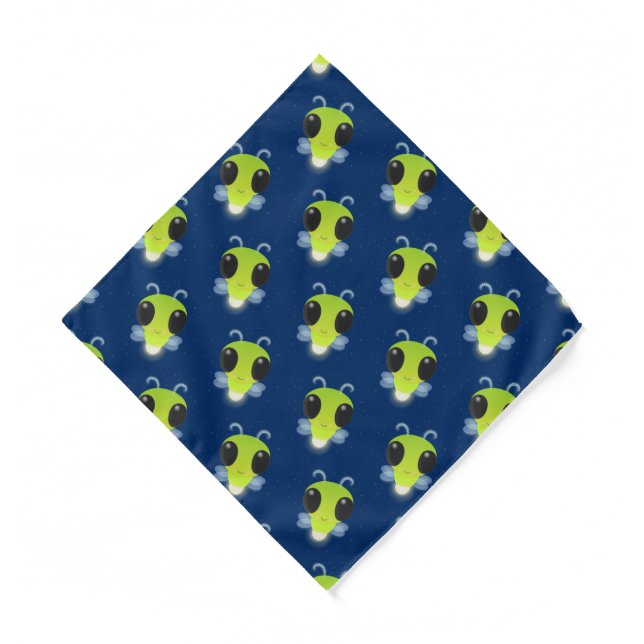 Cute green glow bug firefly cartoon illustration  bandana (Front)