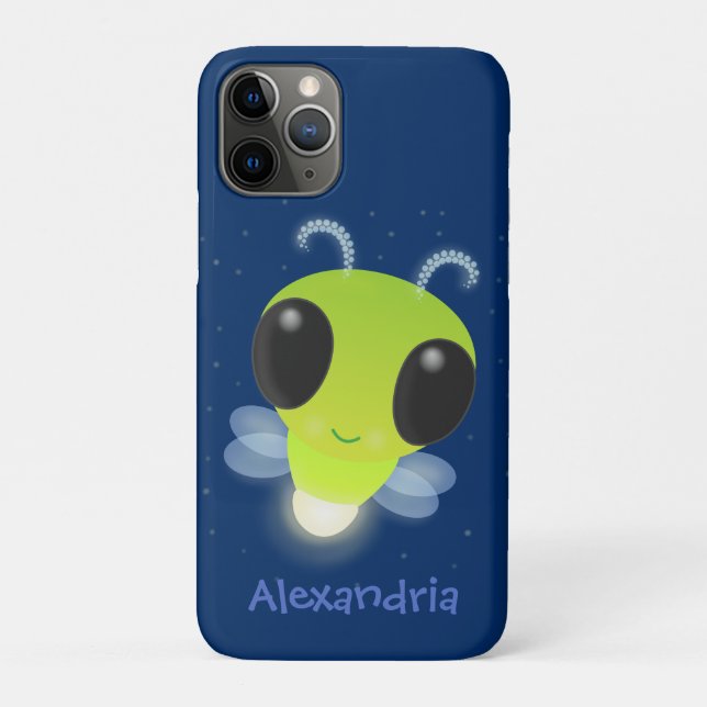 Cute green glow bug firefly cartoon illustration Case-Mate iPhone case (Back)