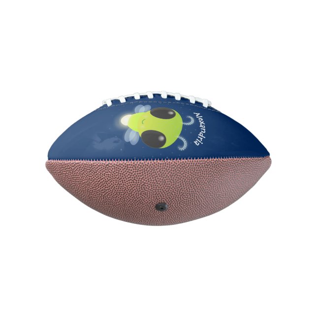 Cute green glow bug firefly cartoon illustration football (Rotated 270)