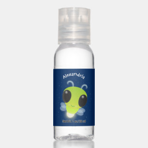 Cute green glow bug firefly cartoon illustration hand sanitizer