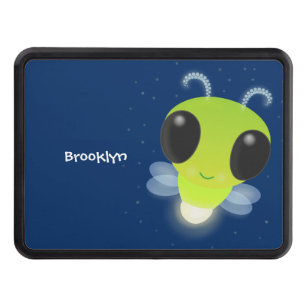 Cute green glow bug firefly cartoon illustration hitch cover