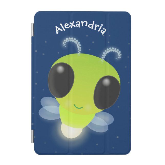Cute green glow bug firefly cartoon illustration iPad mini cover (Front)