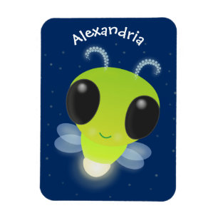 Cute green glow bug firefly cartoon illustration magnet