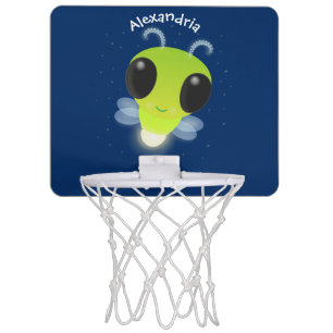 Cute green glow bug firefly cartoon illustration mini basketball hoop