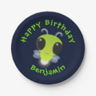 Cute green glow bug firefly cartoon illustration