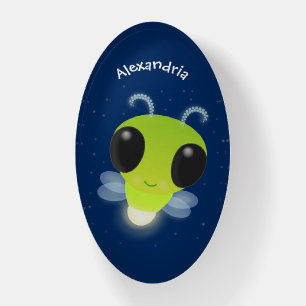 Cute green glow bug firefly cartoon illustration paperweight