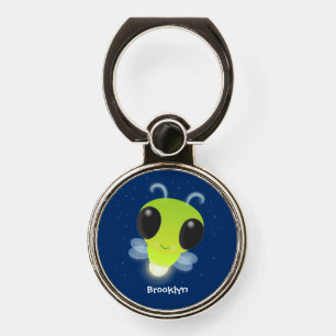Cute green glow bug firefly cartoon illustration phone ring stand