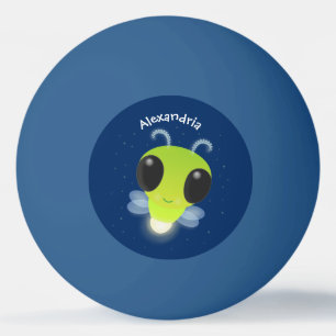 Cute green glow bug firefly cartoon illustration ping pong ball