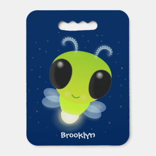 Cute green glow bug firefly cartoon illustration seat cushion