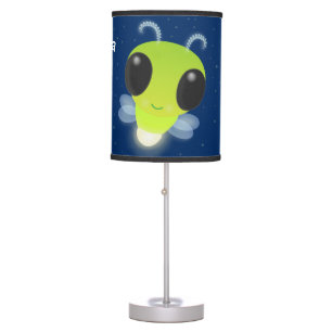 Cute green glow bug firefly cartoon illustration table lamp