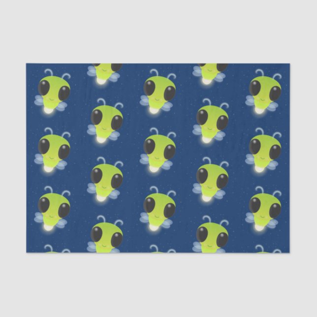 Cute green glow bug firefly cartoon illustration tissue paper (Front)