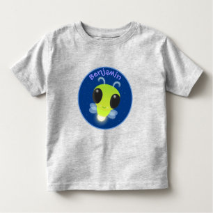 Cute green glow bug firefly cartoon illustration toddler t-shirt