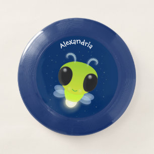 Cute green glow bug firefly cartoon illustration Wham-O frisbee
