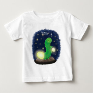 Cute green glow worm cartoon illustration baby T-Shirt