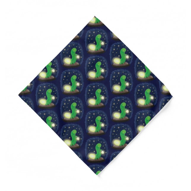 Cute green glow worm cartoon illustration  bandana (Front)