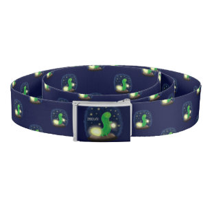 Cute green glow worm cartoon illustration belt