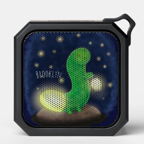 Cute green glow worm cartoon illustration bluetooth speaker