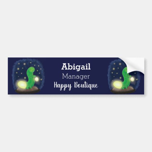 Cute green glow worm cartoon illustration  bumper sticker