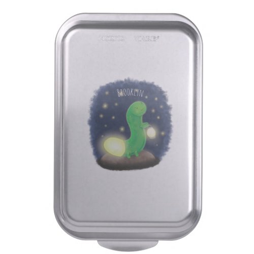 Cute green glow worm cartoon illustration cake pan