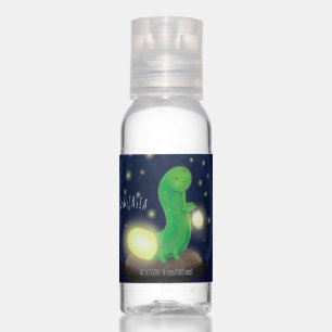 Cute green glow worm cartoon illustration hand sanitizer