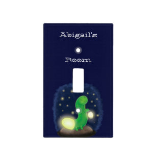 Cute green glow worm cartoon illustration light switch cover