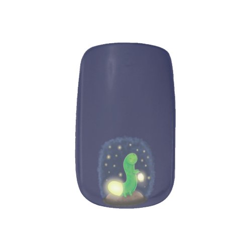 Cute green glow worm cartoon illustration minx nail art