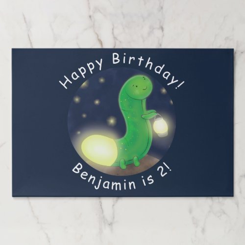 Cute green glow worm cartoon illustration paper pad