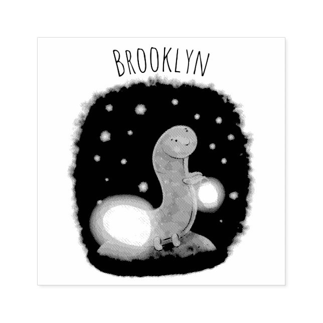 Cute green glow worm cartoon illustration rubber stamp (Imprint)