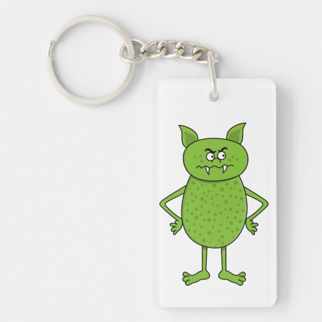 Cute green goblin cartoon keychain (Front)