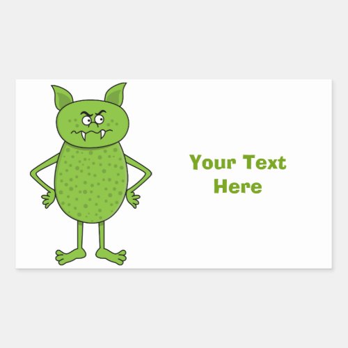Cute green goblin cartoon rectangular sticker