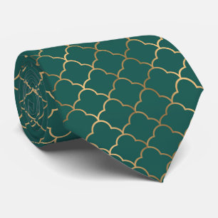 Cute green gold art deco pattern tie