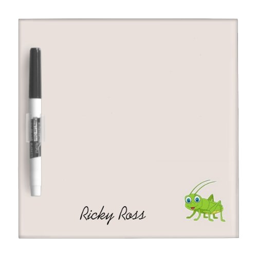 Cute green grasshopper purple dry erase board