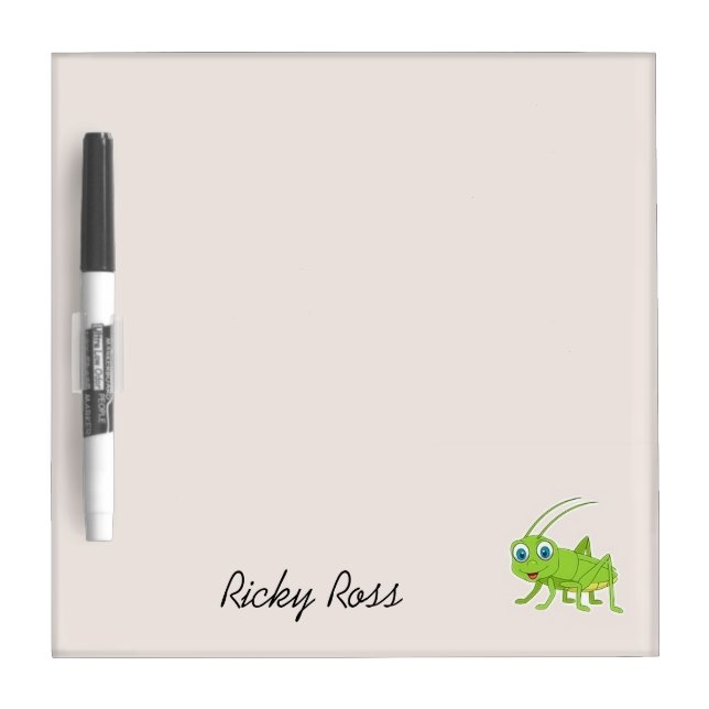 Cute green grasshopper purple dry erase board (Front)
