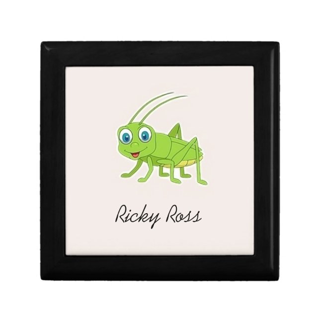 Cute green grasshopper purple gift box (Front)