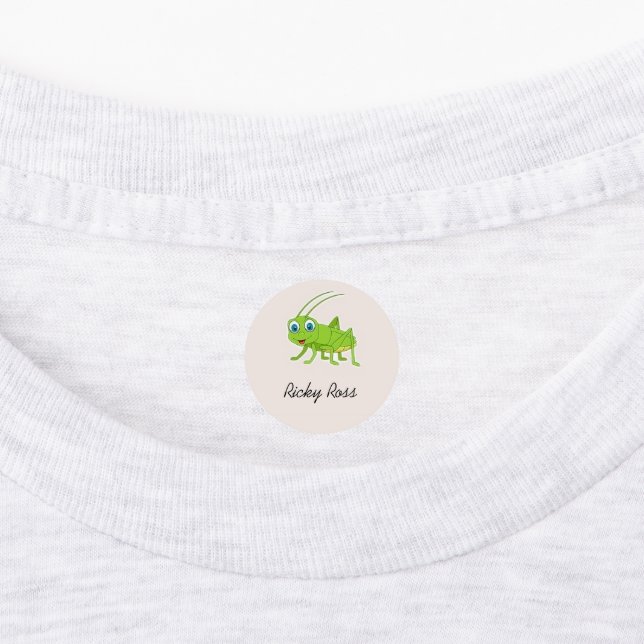 Cute green grasshopper purple labels (Affixed)
