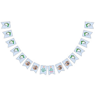 Cute Green Hammerhead Shark Kids Birthday Photo  Bunting Flags