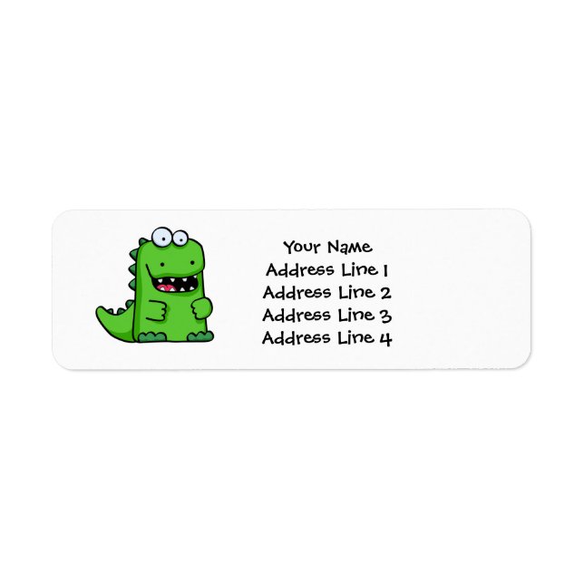 Cute Green Happy Dinosaur Label (Front)