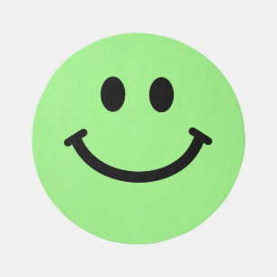Cute Green Happy Face Rug - Round Area Rug Carpet