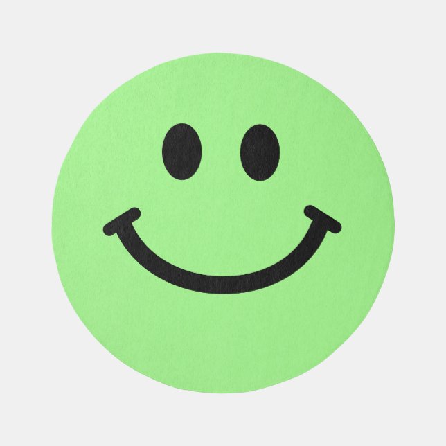 Cute Green Happy Face Rug - Round Area Rug Carpet (Front)
