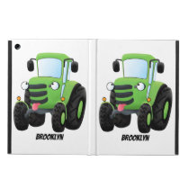 Cute green happy farm tractor cartoon illustration case for iPad air