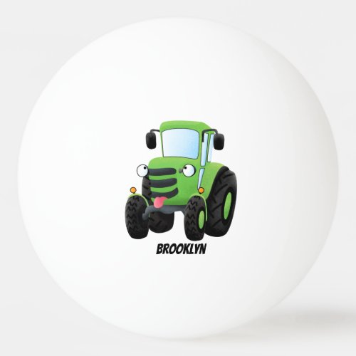 Cute green happy farm tractor cartoon illustration ping pong ball