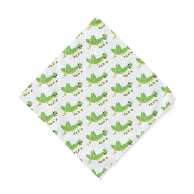 Cute green happy grasshopper cartoon  bandana (Front)