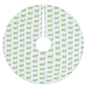 Cute green happy grasshopper cartoon brushed polyester tree skirt