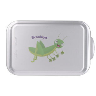 Cute green happy grasshopper cartoon cake pan