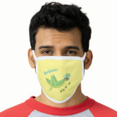 Cute green happy grasshopper cartoon face mask (Worn Him)