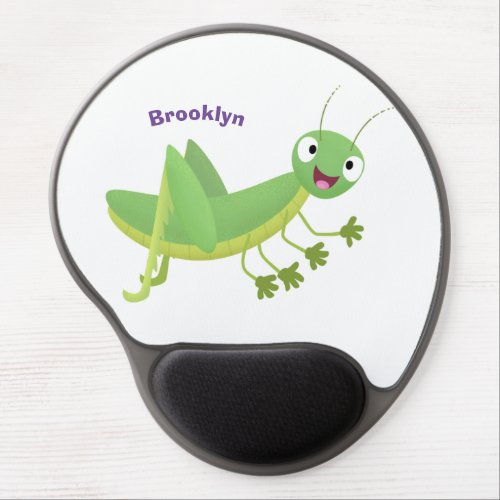 Cute green happy grasshopper cartoon gel mouse pad